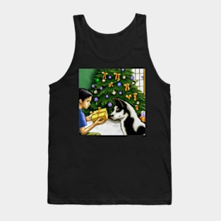 A Boy and His Dog Opening Christmas Present Tank Top